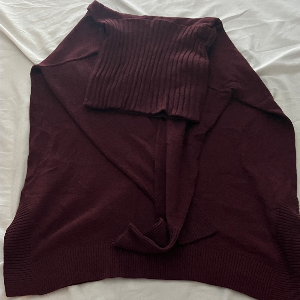 Burgundy Knit Poncho